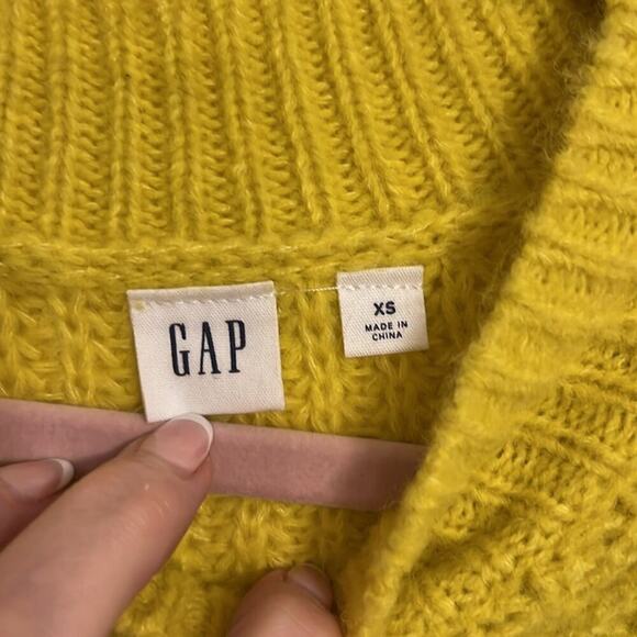 GAP Size XS L/S Wool Alpaca Blend Neon Yellow Crew Neck Knit Sweater - Picture 5 of 7